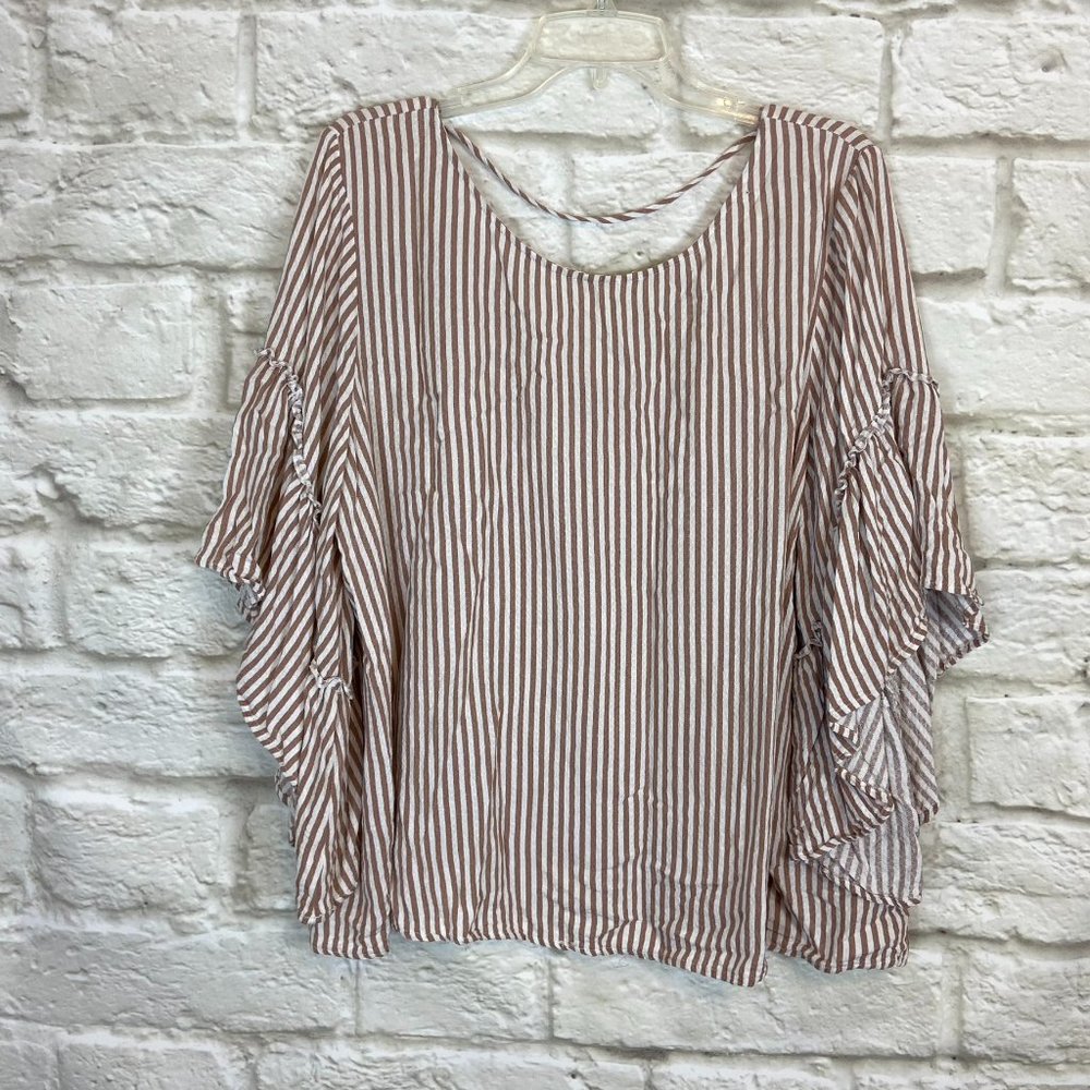 A BEAUTIFUL SOUL Womens Top Size 2X Cyndy Plus Rayon Flounce Sleeves